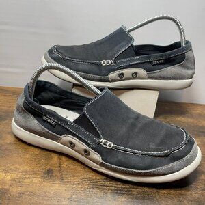 Men's Crocs Beach Line Canvas Slip On Boat Loafers Size 9 Gray